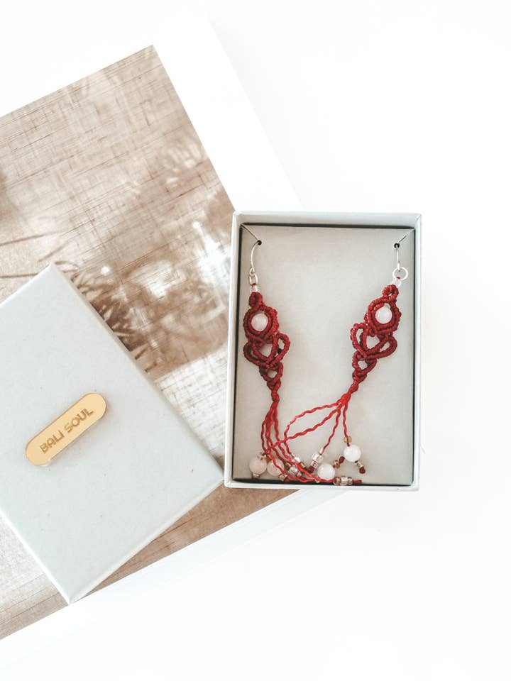 gemstone macrame earrings for wholesale by Bali Soul