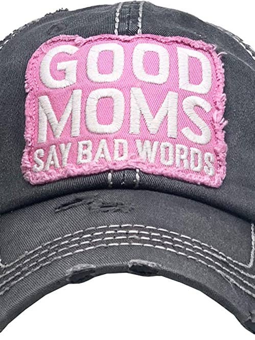 Cappello con toppa vintage - Good Moms Say Bad Words (nero) per la vendita all'ingrosso da parte di Funky Junque