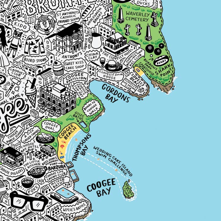 Evermade - Wholesale Art print - Hand Drawn Map of Sydney Art Print5