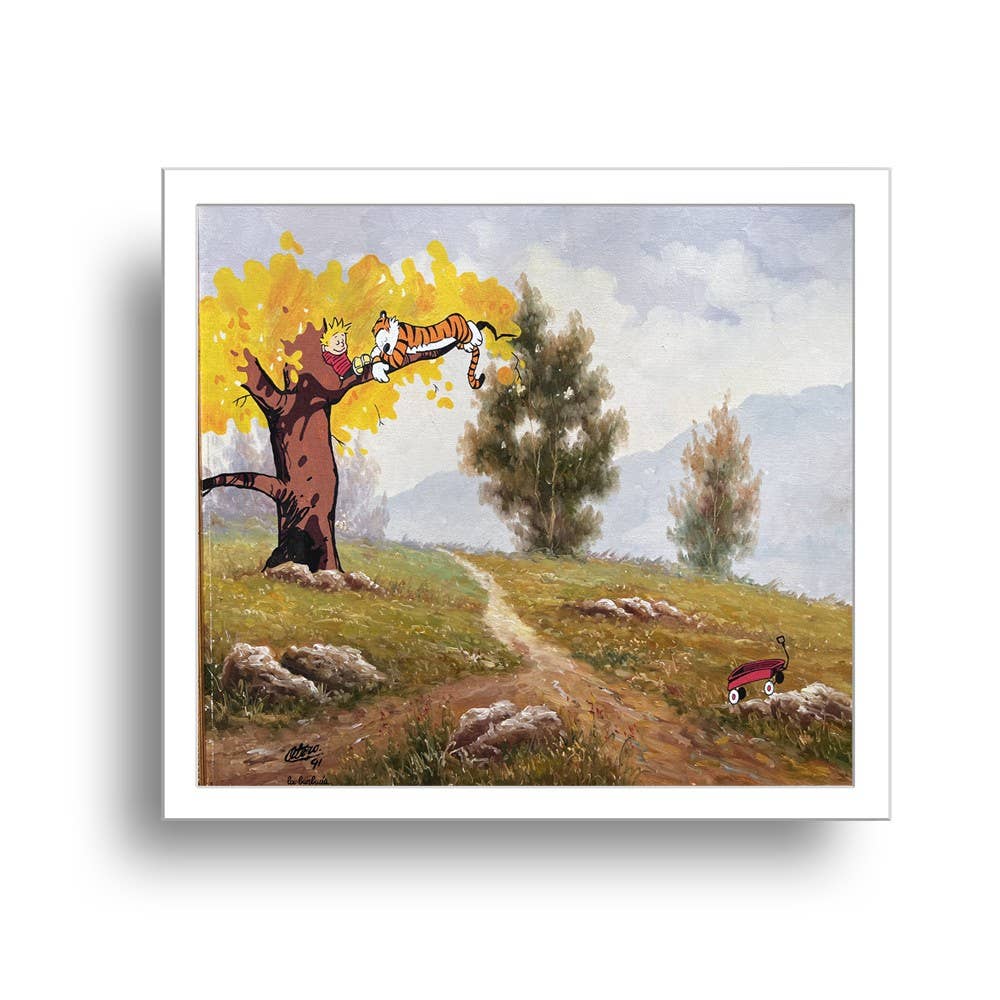 Multicolore Peinture sur l'arbre de Calvin Hobbes en édition limitée imprimée par La Barb en vente sur Faire0