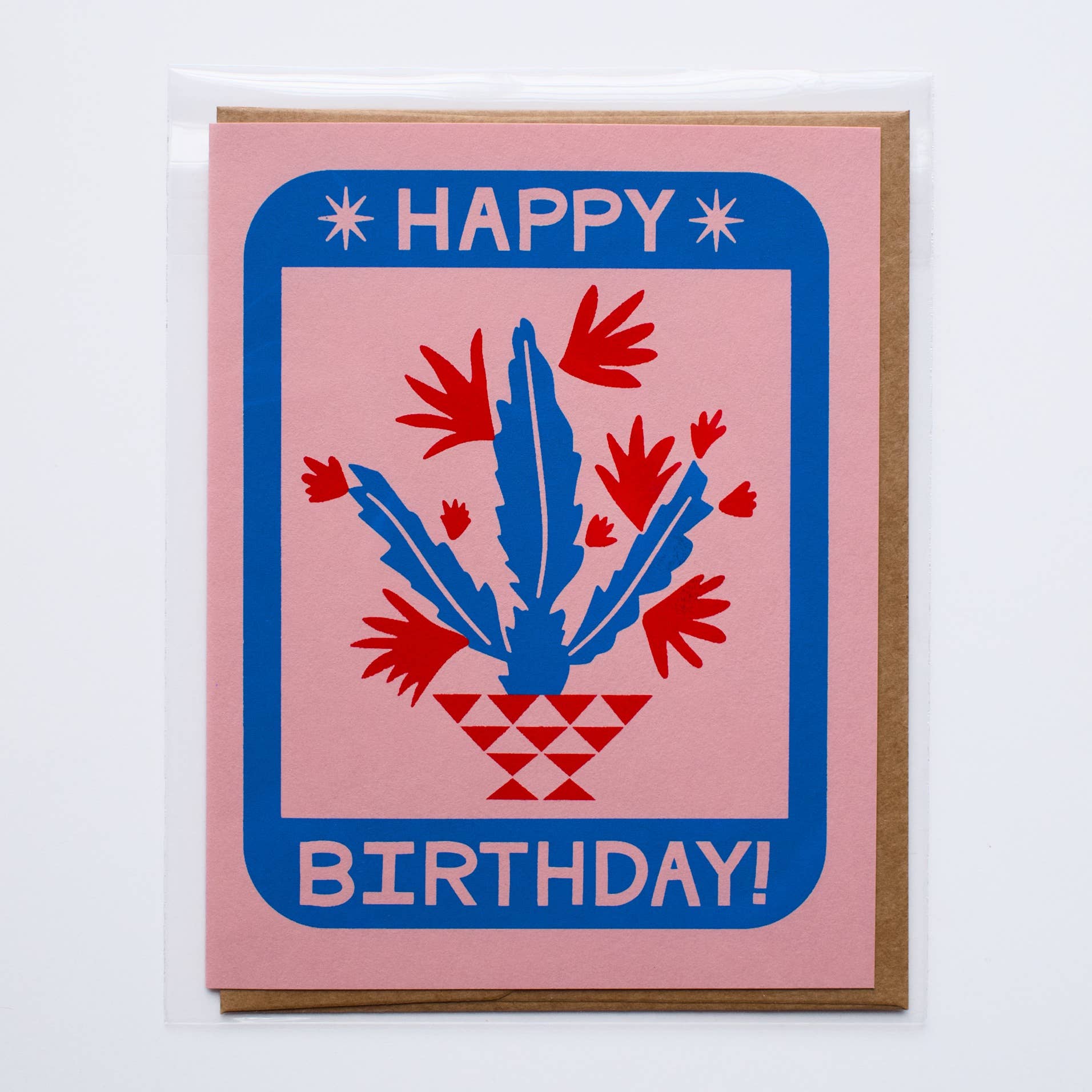 Lex MB Studio - Wholesale Birthday Card - Hand Printed Cactus Birthday Card2