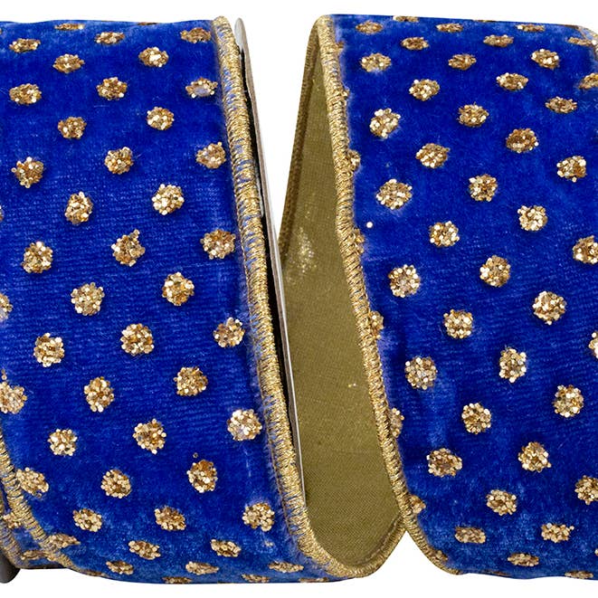 Dot Jumbo Glitter Plush Velvet Deluxe Backed Wired Edge 3 for wholesale by RELIANT RIBBON