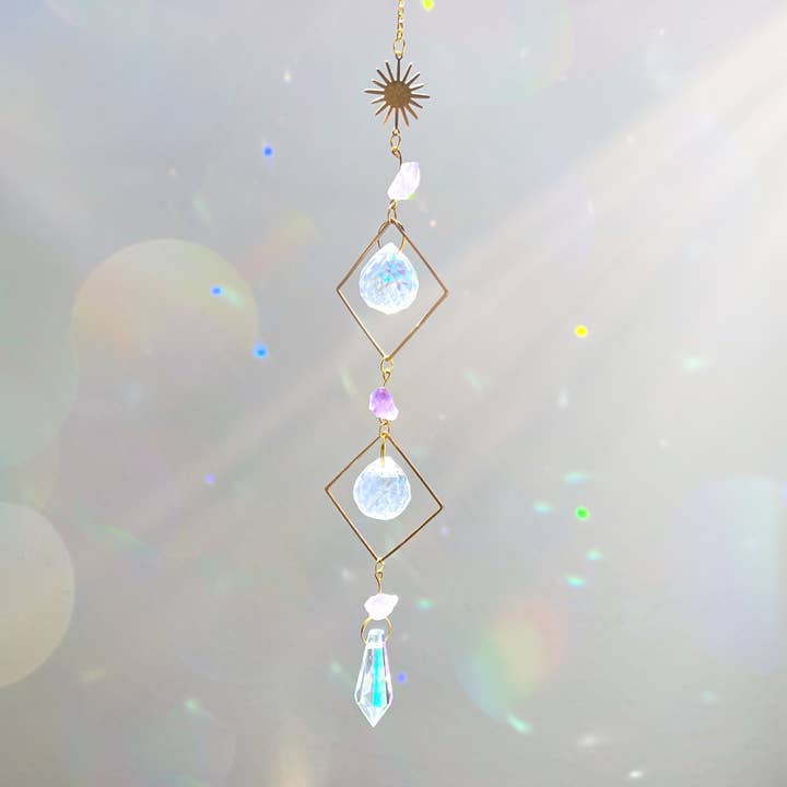 Amethyst Sun Crystal Suncatcher Rainbow Prism for wholesale by Celestial Habit