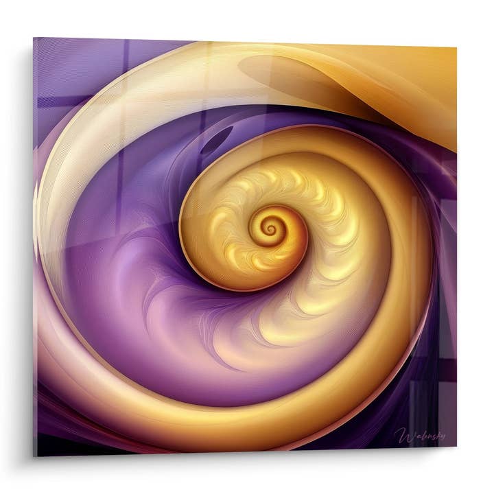 Purple Golden Spiral Painting - Harmonious Vortex - Abstract Spiral Edition for wholesale by Walensky