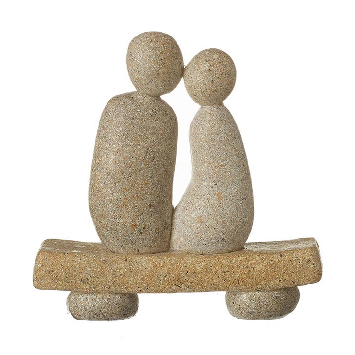 STONE COUPLE ON BENCH for wholesale by Heaven Sends