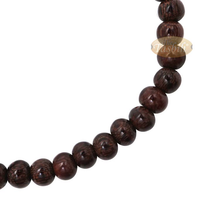 IndoMode - Venta al por mayor Pulseras de cuentas de oración - Pulsera Tasbih hecha a mano, 33 unidades, ajustable, 5,5 x 6,5 mm, madera de tamarindo