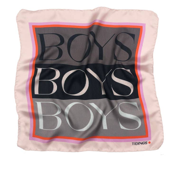 "BOYS BOYS BOYS" SILK TWILL POCKETSQUARE for wholesale by Tidings