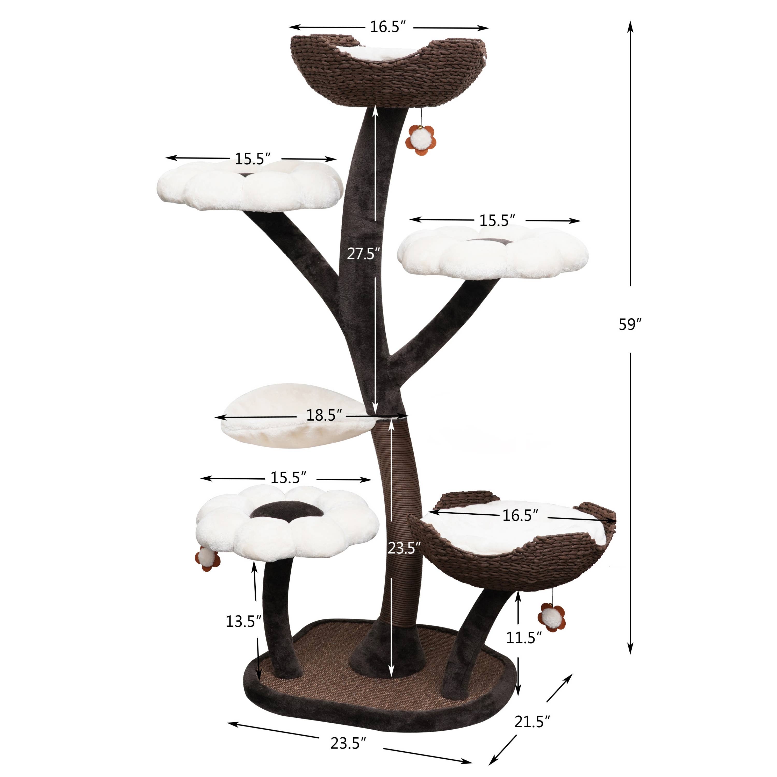 PetPals Group - Venta al por mayor Rascador - Gatos - Árbol para gatos Catry Blossom de 6 niveles, 59 pulgadas8