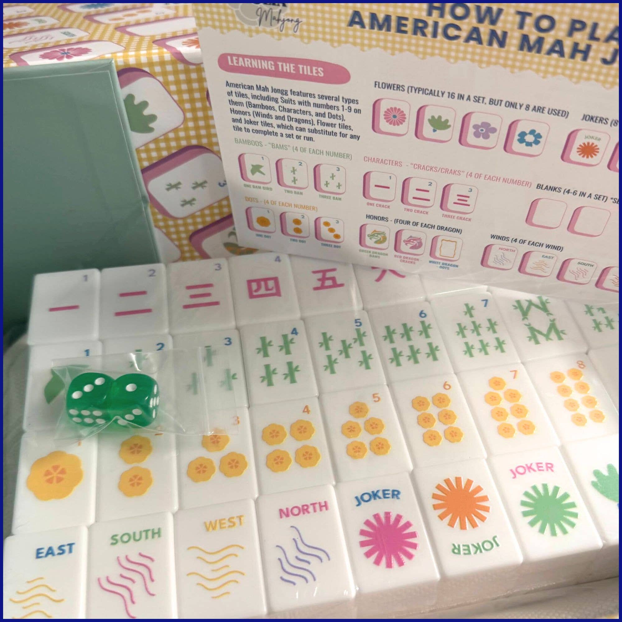 Morningside Mahjong - Wholesale Board Game - Tilly Tiles -  Embossed Art Mahjong Tile Set - Large Tiles9