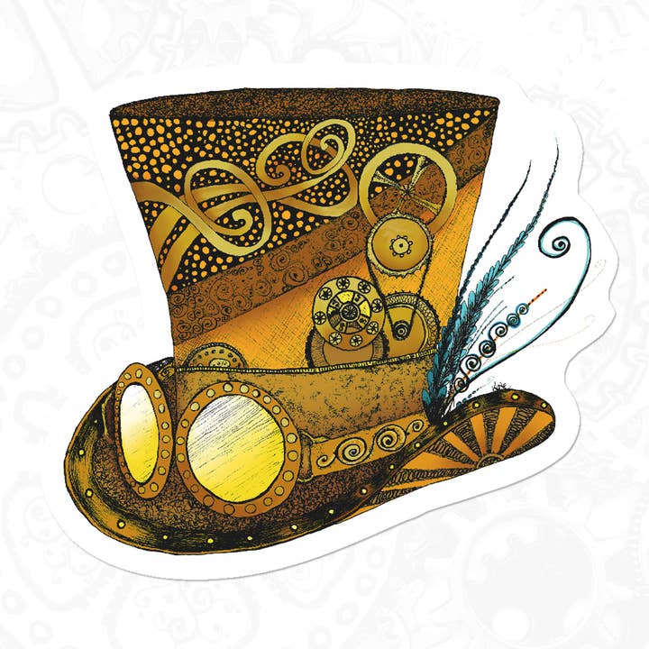 Cartola Steampunk com óculos, adesivo metálico por atacado de Katekreates