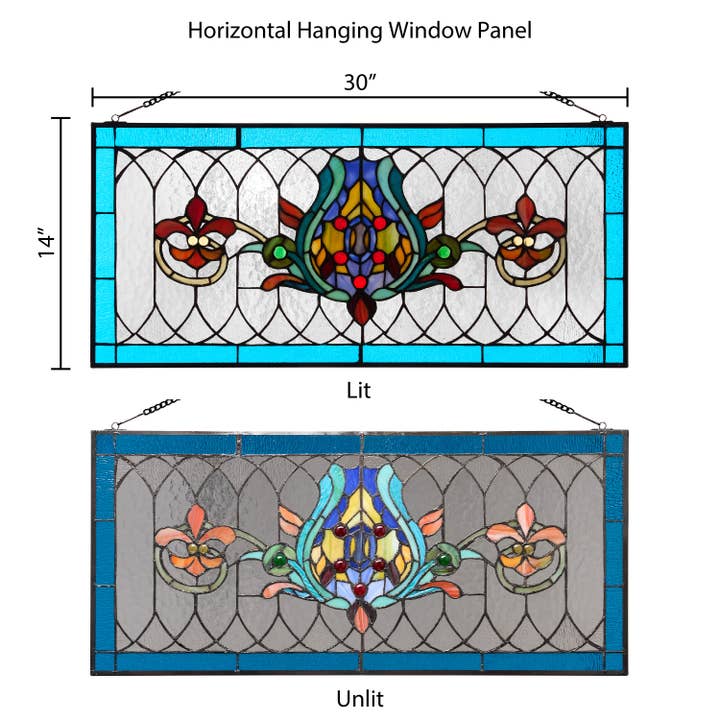 River of Goods - Wholesale Suncatcher - 30"L Fleur De Lis Victorian Stained Glass Pub Window Panel4