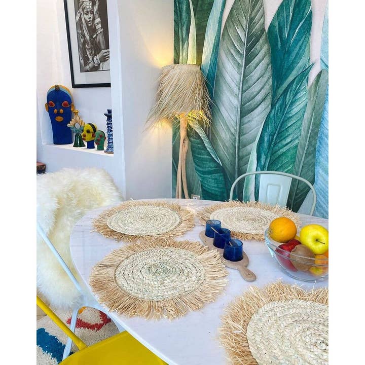 High crafty – wholesale Placemat – 🧺 Handwoven Wicker Moroccan Placemats with Tassels – Boho T5