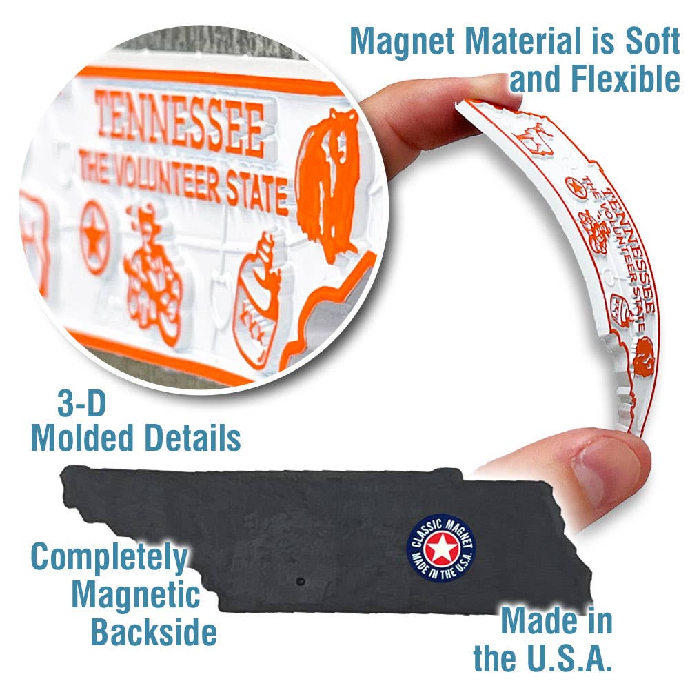 7 Star – wholesale Magnet – Tennessee - TN Small State Magnet, Made in USA2
