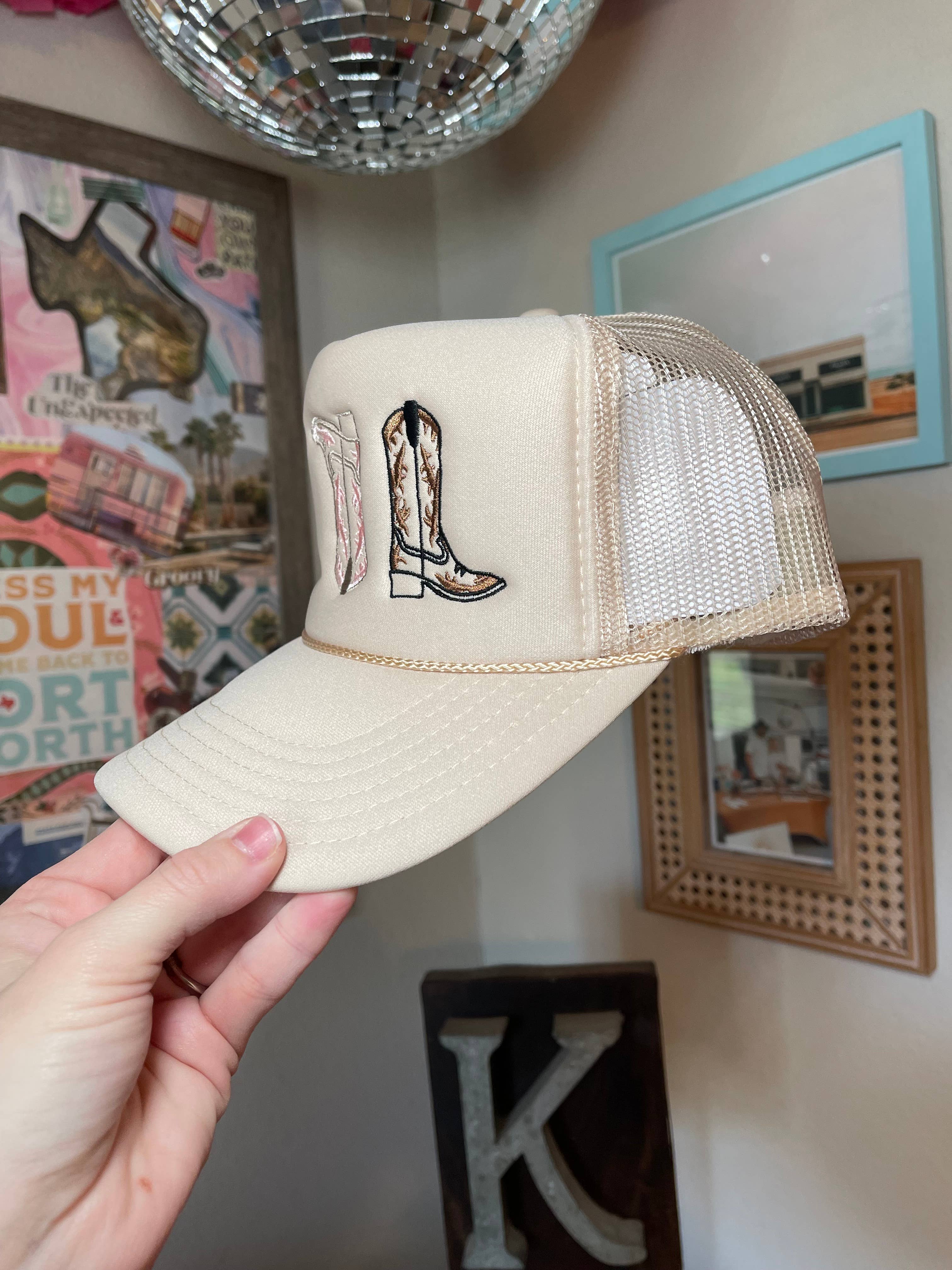 Texas Sun Creative - Wholesale Trucker Hat - Women's - Lainey 3 Boot Embroidered Trucker Hat3