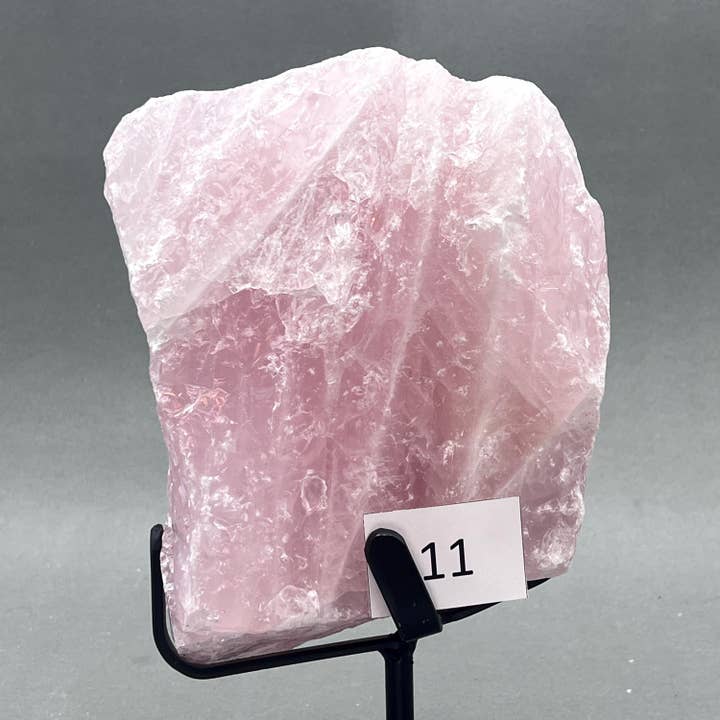 Rose Quartz Raw Large Specimens on Metal Stands (Group 3) for wholesale by Crystal River Gems LLC