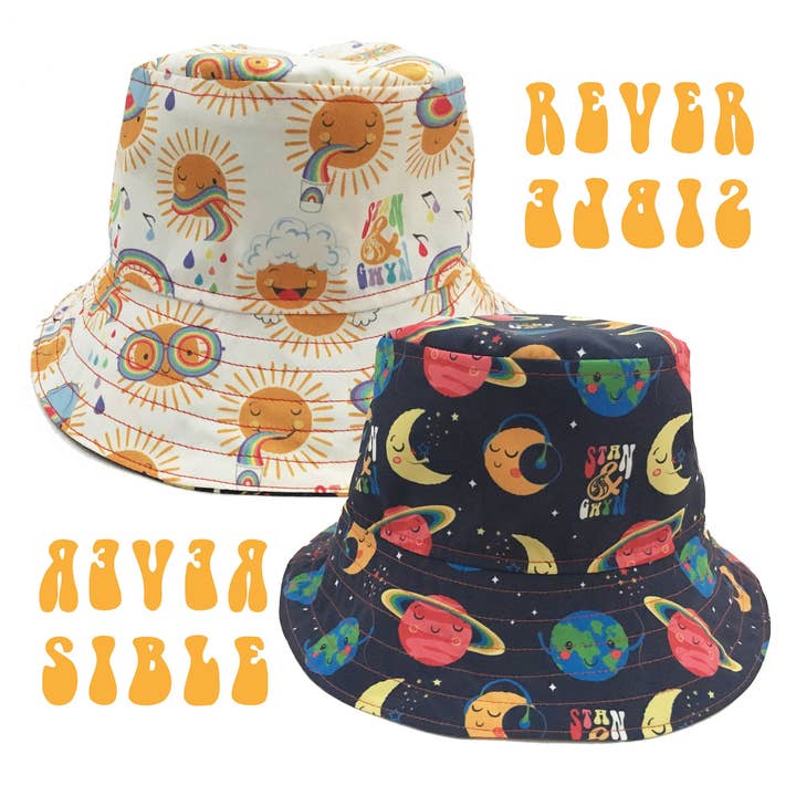 Cappello da pescatore spaziale, cappello cosmico, cappello da pescatore pianeti per la vendita all'ingrosso da parte di Stan and Gwyn