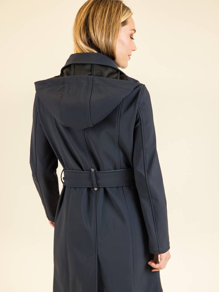 Basics Jackets | Queen Long Trench Coat Navy Navy for wholesale by HBT