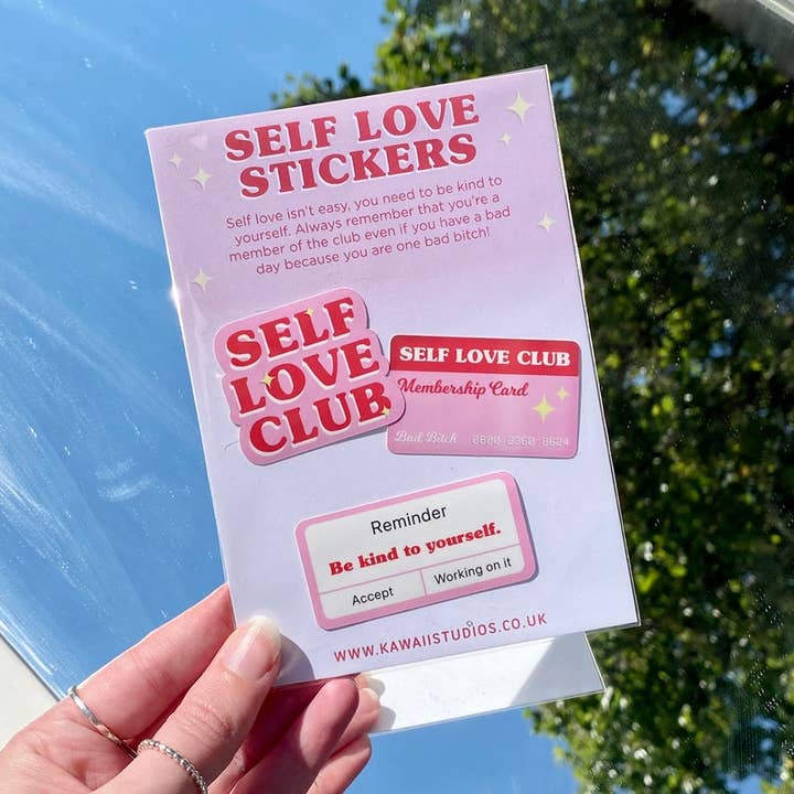 Self Love Club Vinyl Sticker Pack for wholesale by Kawaii Studios