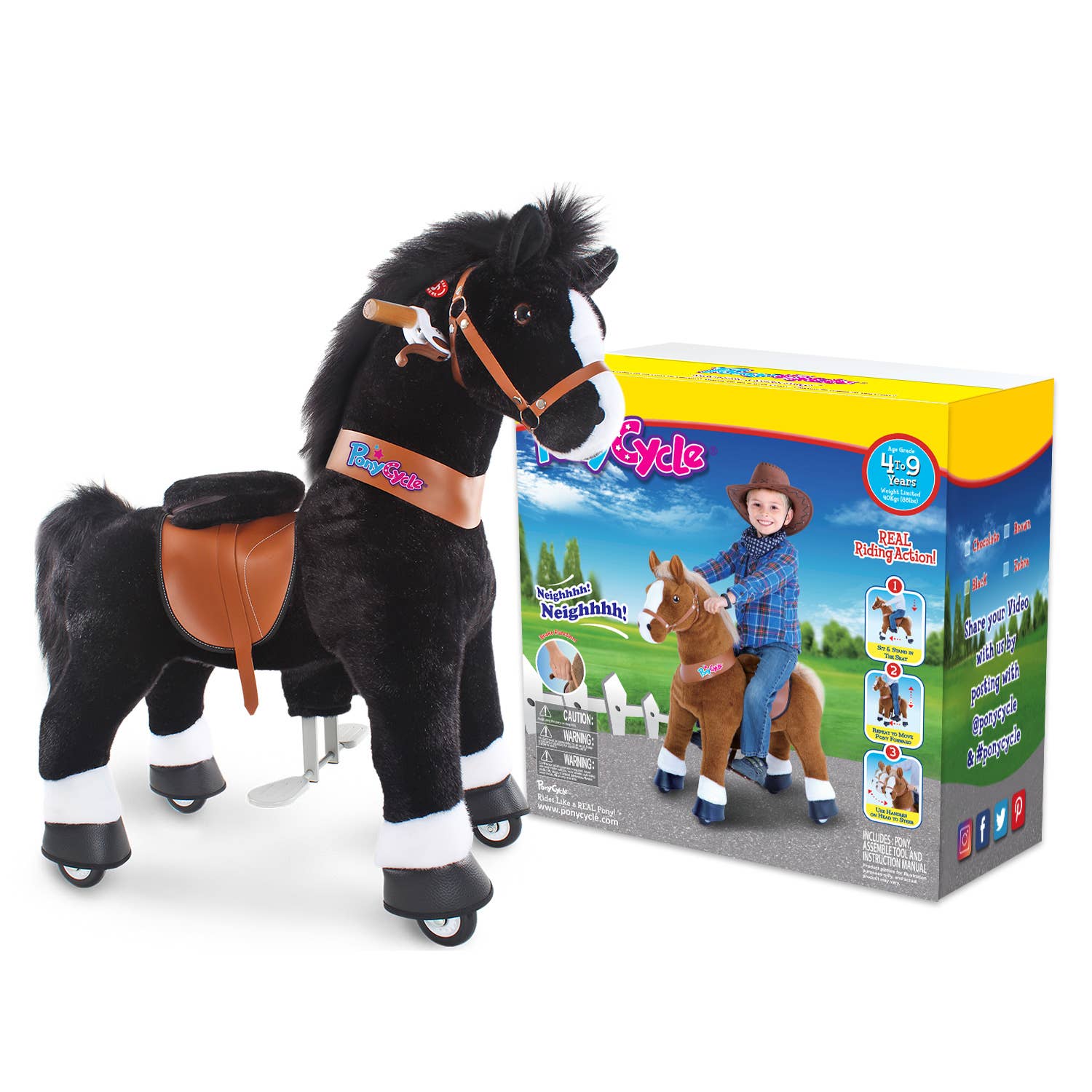PonyCycle - Wholesale Stuffed/Plush Toy - Kids & Baby - PonyCycle Ride-On Black Horse | Plush Animal Riding Pony Toy3