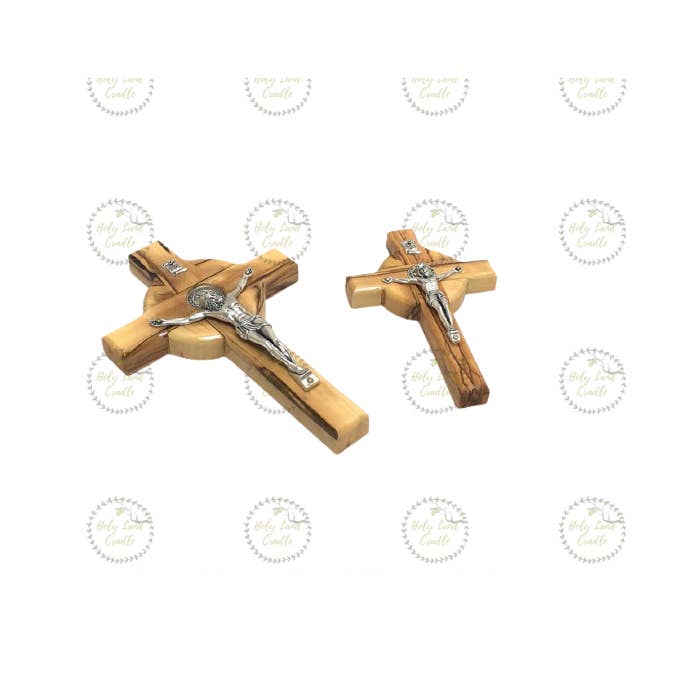 Holy Land Cradle - Wholesale Wall Cross - St. Benedict Olive Wood Cross