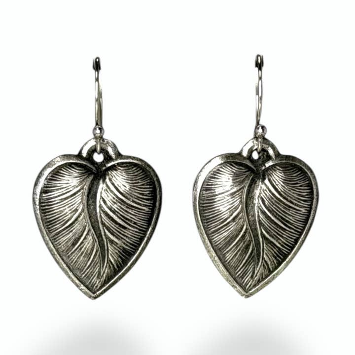 Heart Earrings - Heritage Impression Series for wholesale by Silver Borders
