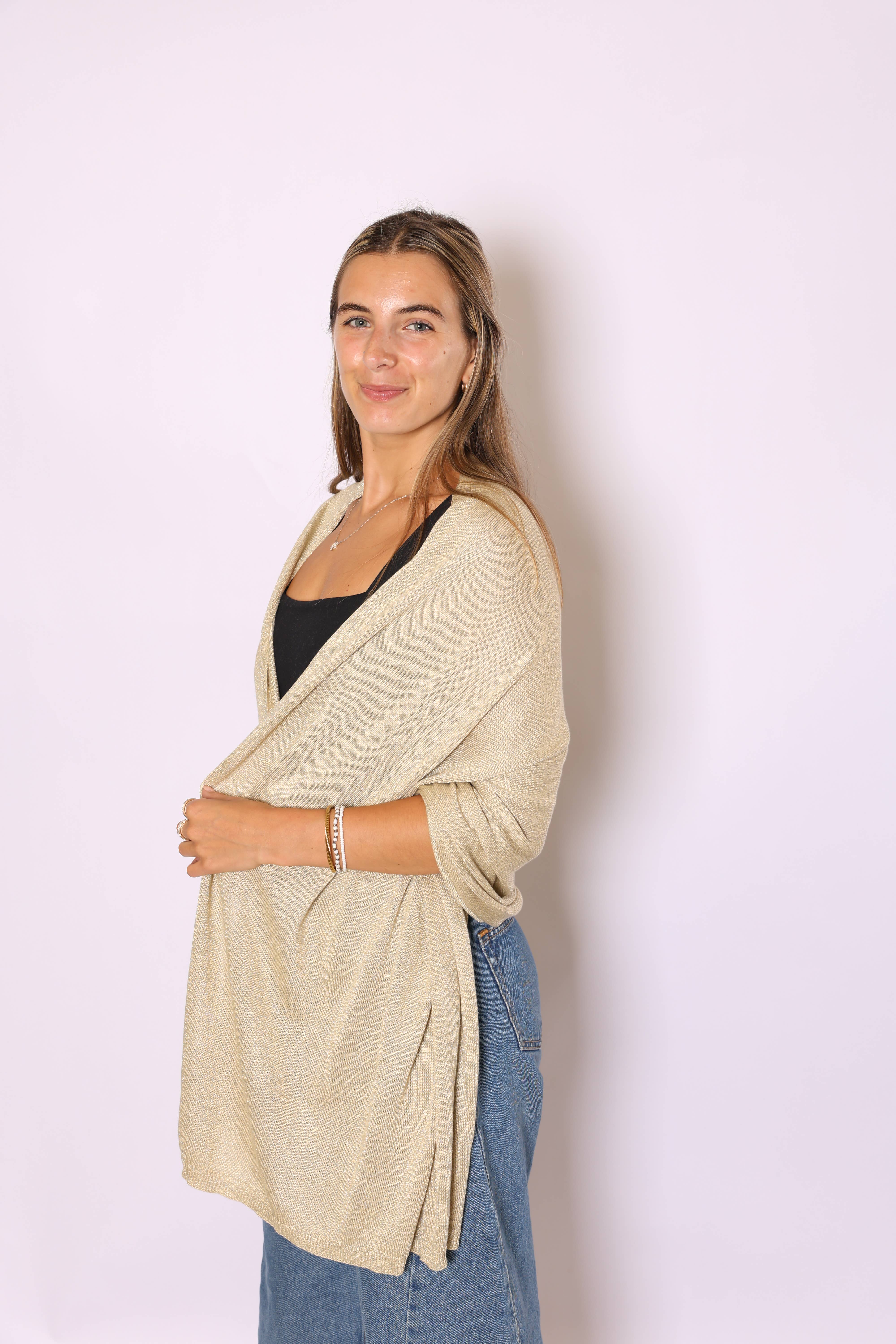 Top It Off - Wholesale Wrap - Women's - Ari Bamboo Metallic Shimmer Shawl - Year Round Chic7