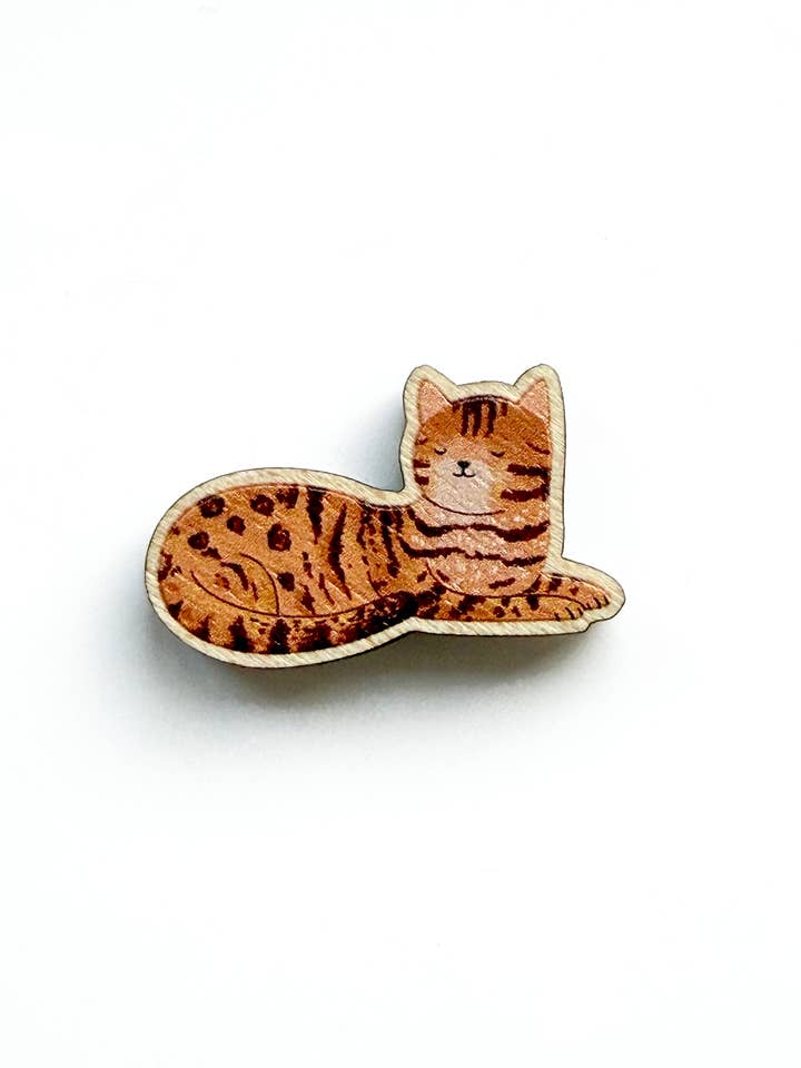 Bengal Cat Wooden Pin - Responsibly Sourced for wholesale by Tom Hardwick