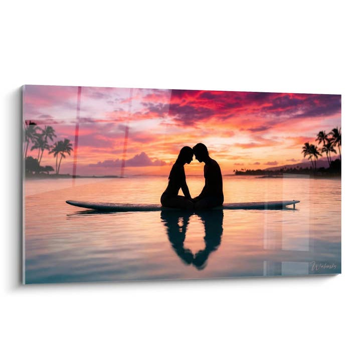 Couple Surf Sunset Painting - Tropical Romance - Surf Edition for wholesale by Walensky