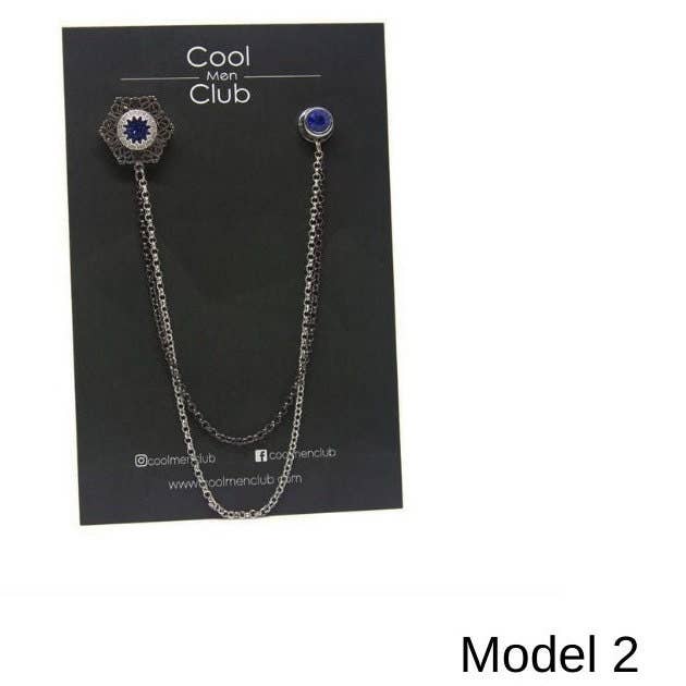 COOLMENCLUB - Vendita all'ingrosso Spille - 6 MODELLI DIVERSI/Spilla a catena per giacca fatta a mano/