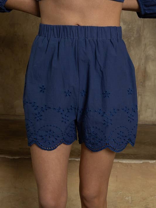 Heyson - Wholesale Shorts - Women's - EP1113 Eyelet Scalloped Hem Shorts