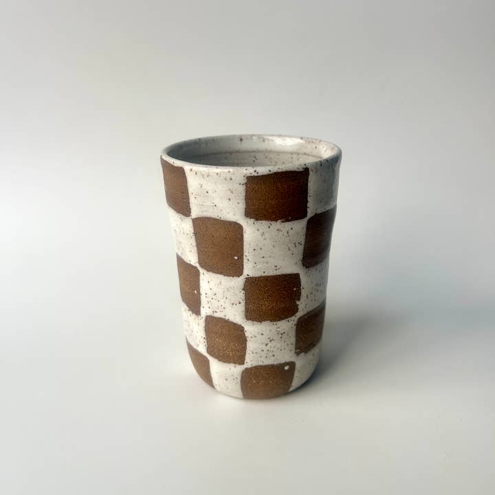 Sarah Mennell Ceramics - Wholesale Drinking Glass/Cup - Handmade Ceramic Tumbler – Checkerboard2