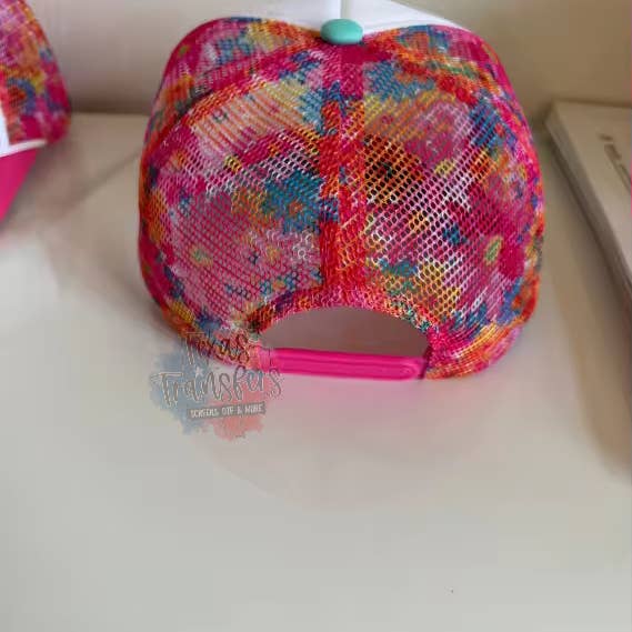 Texas Transfers - Wholesale Trucker hat – Unisex - Mint Floral Mesh Trucker Hat2