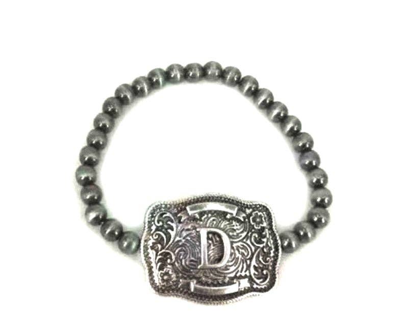 Snowing West - Wholesale Beaded Bracelet - Western Buckle Initial Stretch Bracelet3