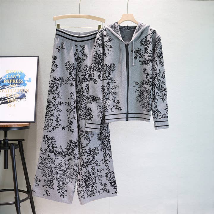 safistyle - Wholesale Lounge Set - Women's - Floral Hoodie and Wide-Leg Pants Set3