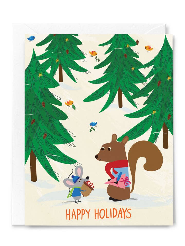 Happy Holidays – Winter Forest Gift Exchange Card for wholesale by Happy Just Happy