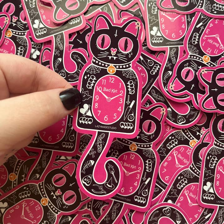 Lazy Made Studio - Wholesale Sticker - Bad Kat Clock Large Waterproof Sticker