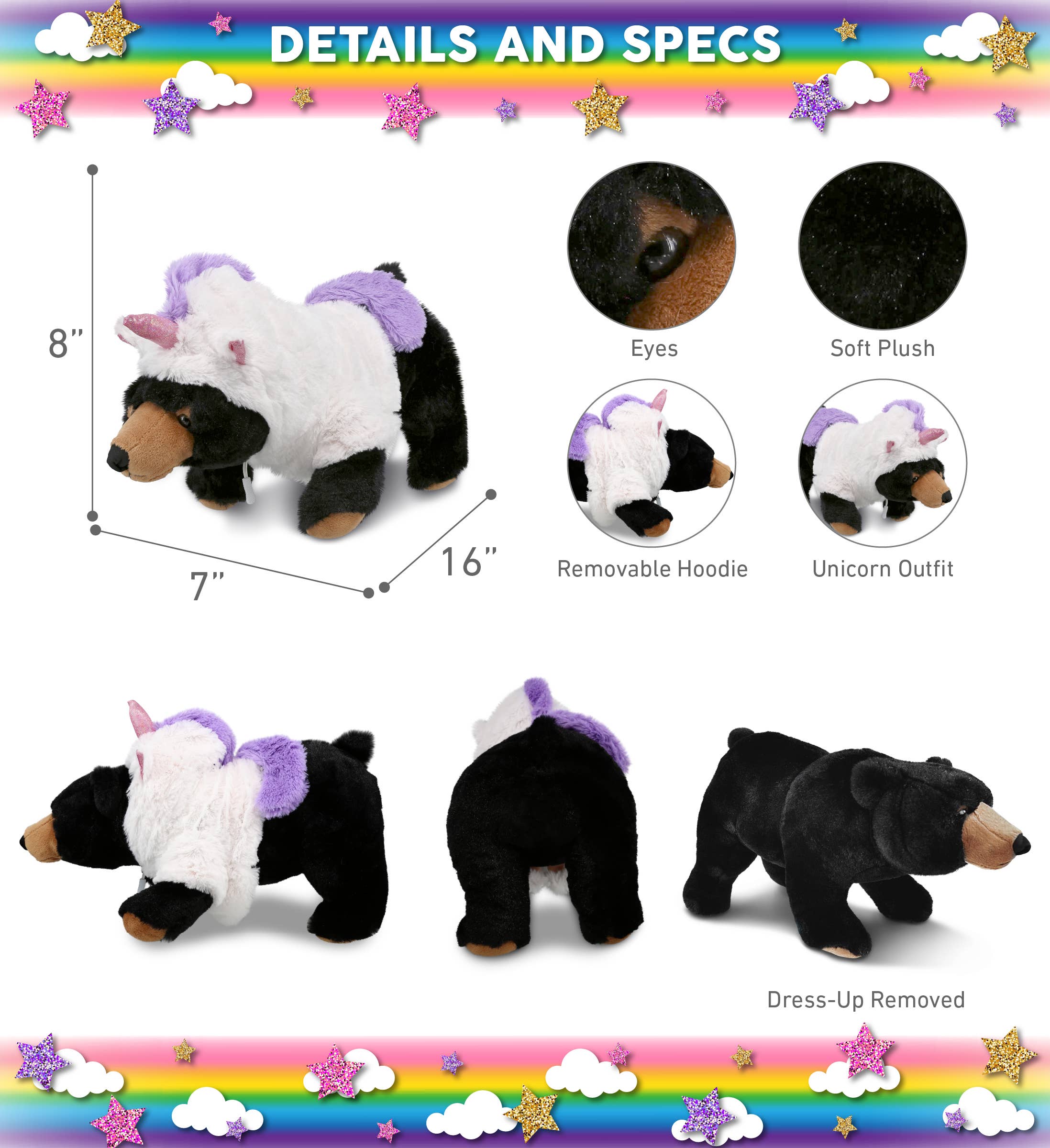 Cota Global – wholesale Stuffed/plush toy – Kids & baby – Plush Unicorn - Super Soft Plush - Wild Large Black Bear2