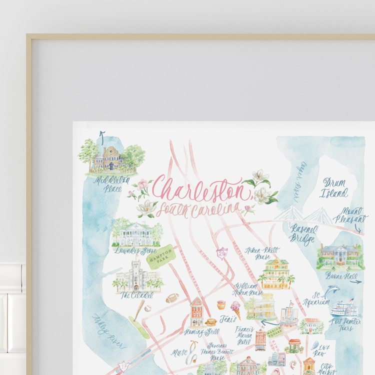 Simply Jessica Marie - Wholesale Art Print - Charleston Map Watercolor Art Print3