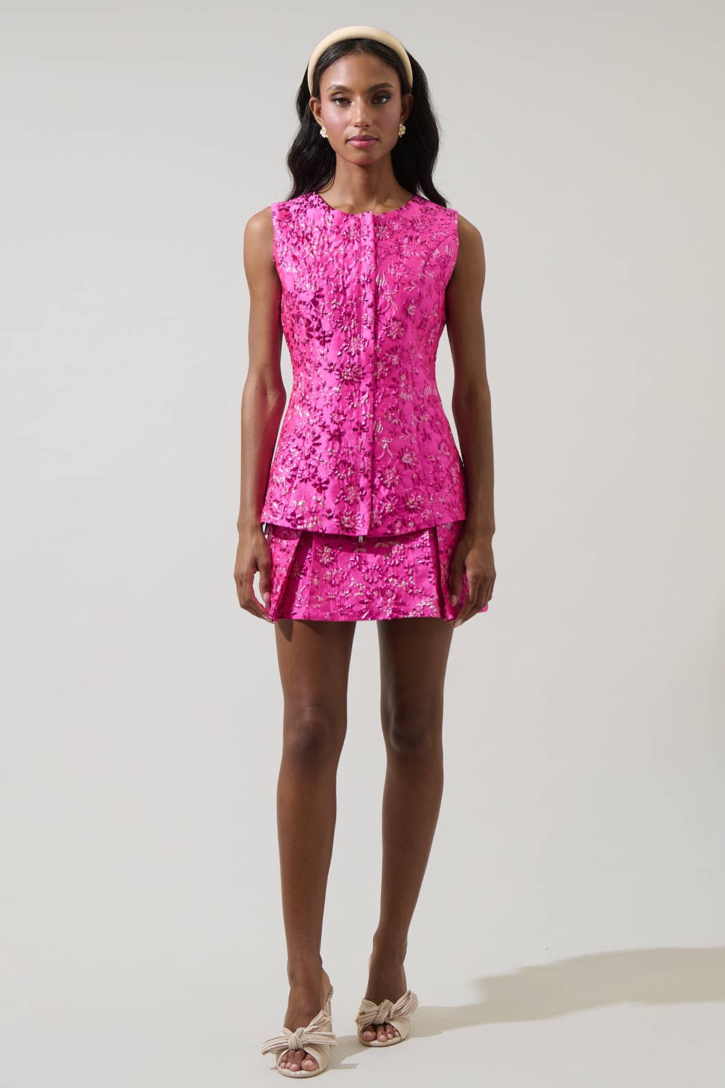 FUCHSIA Harrington Jacquard Maize Sleeveless Top for wholesale on Faire3