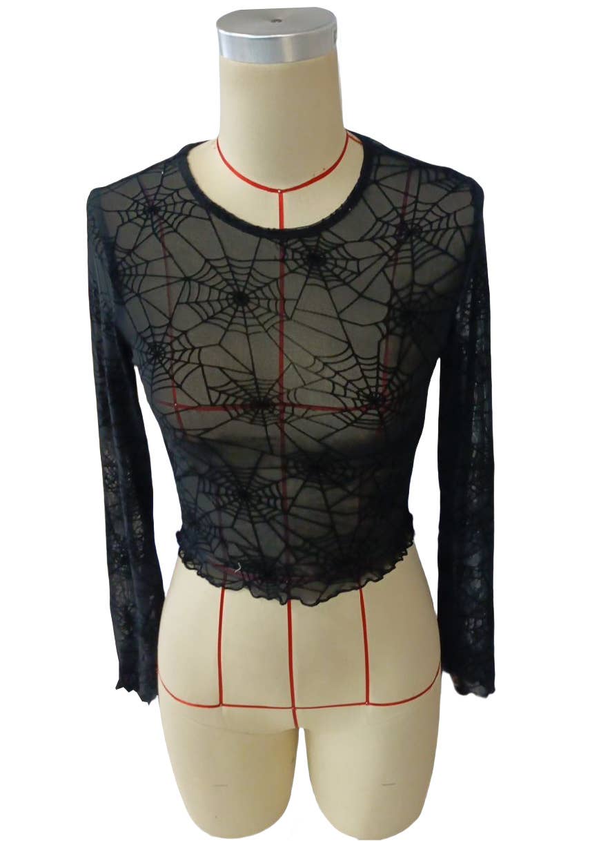 Black fungus edge spider web transparent T-shirt for wholesale on Faire6
