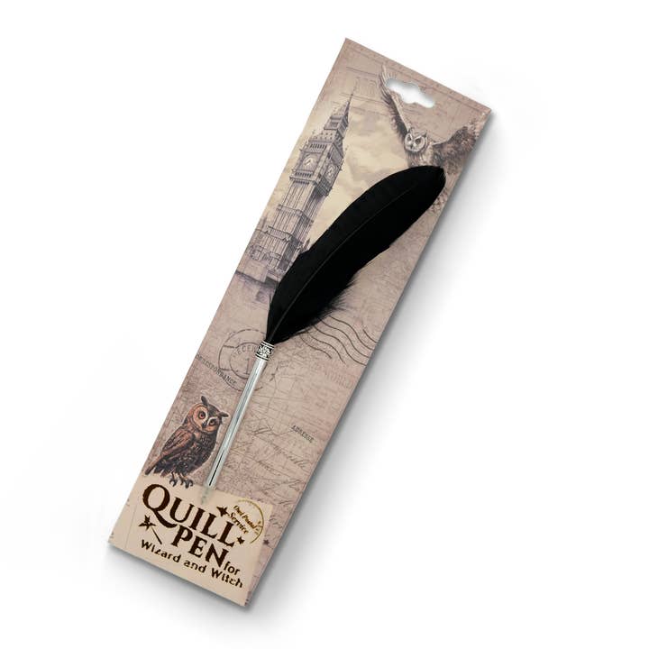 Pack x10 Quill Ball Pen On Backing Card - Black for wholesale by Mad Witch Ltd