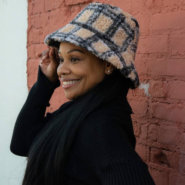 Plaid Boucle Bucket Hat for wholesale by Sprigs