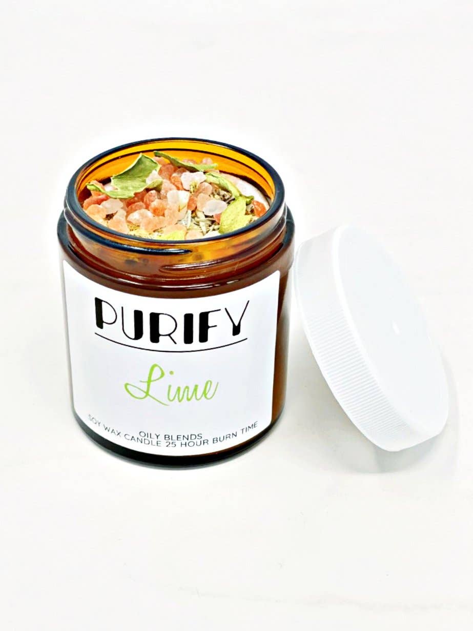 Oily Blends - Wholesale Jar/Filled Candle - Small Purify Candles with Herbs and Pink Salt - 25 Hour Burn7