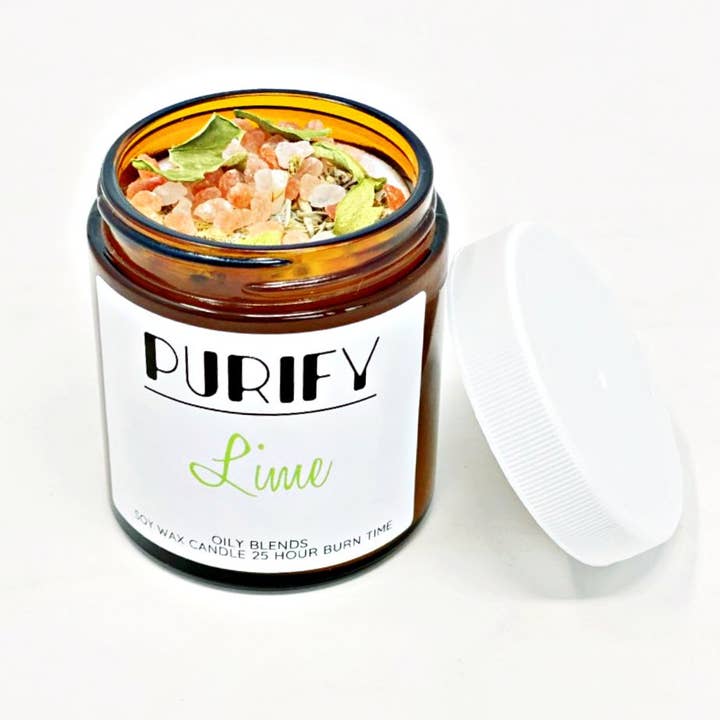 Oily Blends - Wholesale Jar/Filled Candle - Small Purify Candles with Herbs and Pink Salt - 25 Hour Burn7