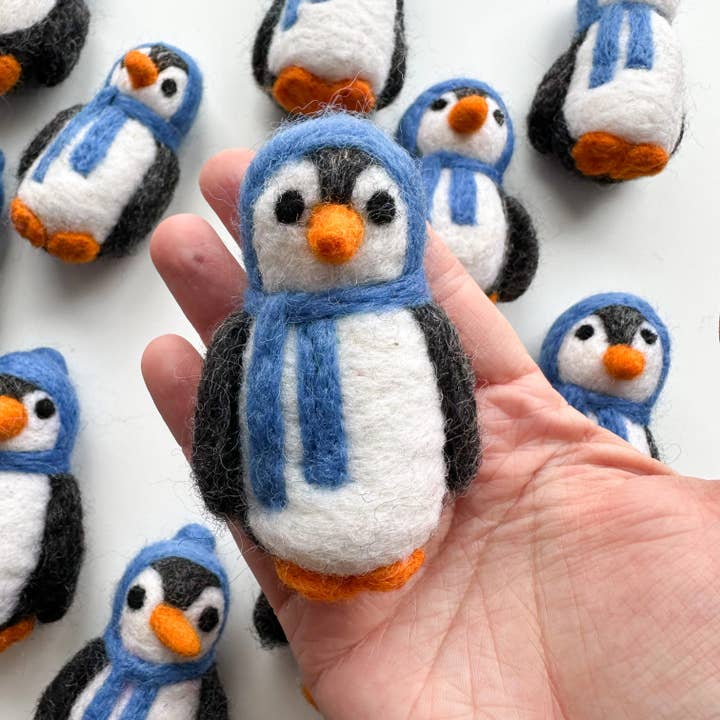 One Felt Penguin With Blue Hat & Scarf for wholesale by Sewing Seeds Play