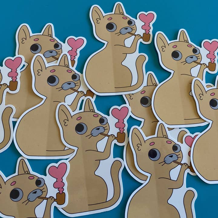 Die Cut Sticker: Corn Cob Pipe Smoking Cat for wholesale by Ugly Baby