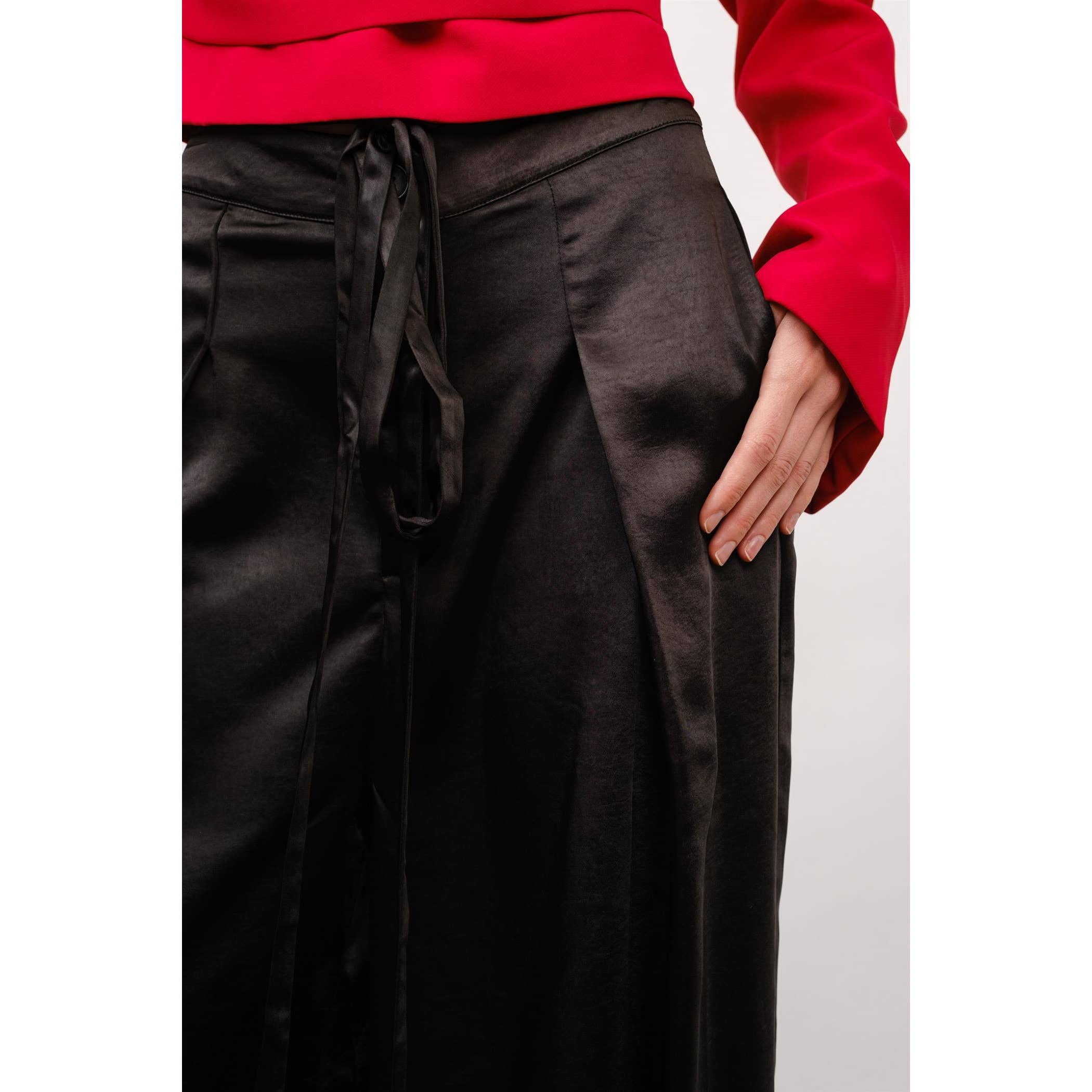 INA - Vente Pantalon – femme - Pantalon large en satin avec pli avant17