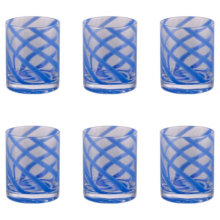 VdE Tivoli 1996 - Wholesale Drinking Glass/Cup - VERTIGO SET OF 6 BLUE WATER GLASSES 340ML