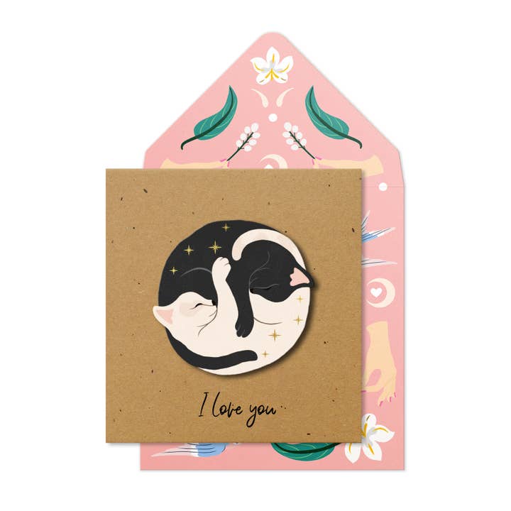 I love You' Yin-Yang Cats, Handmade Greeting Card for wholesale by Tache