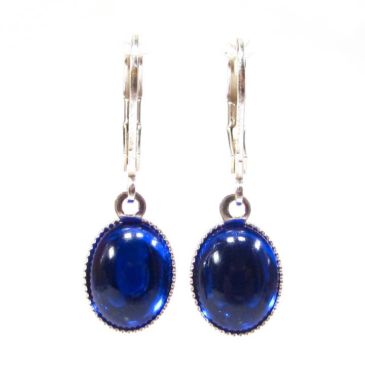 Dark Blue Earrings Silver Blue 1960s Vintage for wholesale by SoHo Schmuckmanufaktur